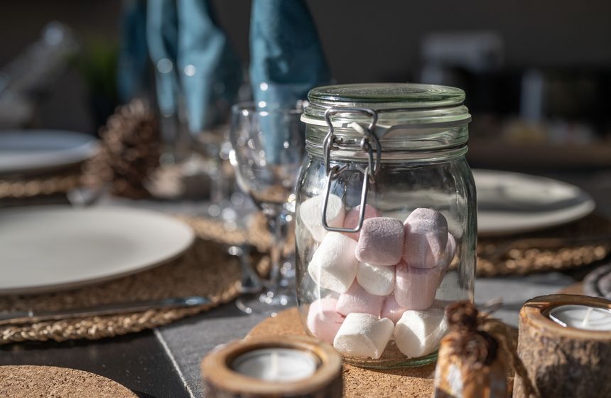 You'll find some marshmallow treats in the lodge, best enjoyed toasted outside on the fire pit