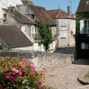 streets with cobblestones in Senlis Oise Northern France